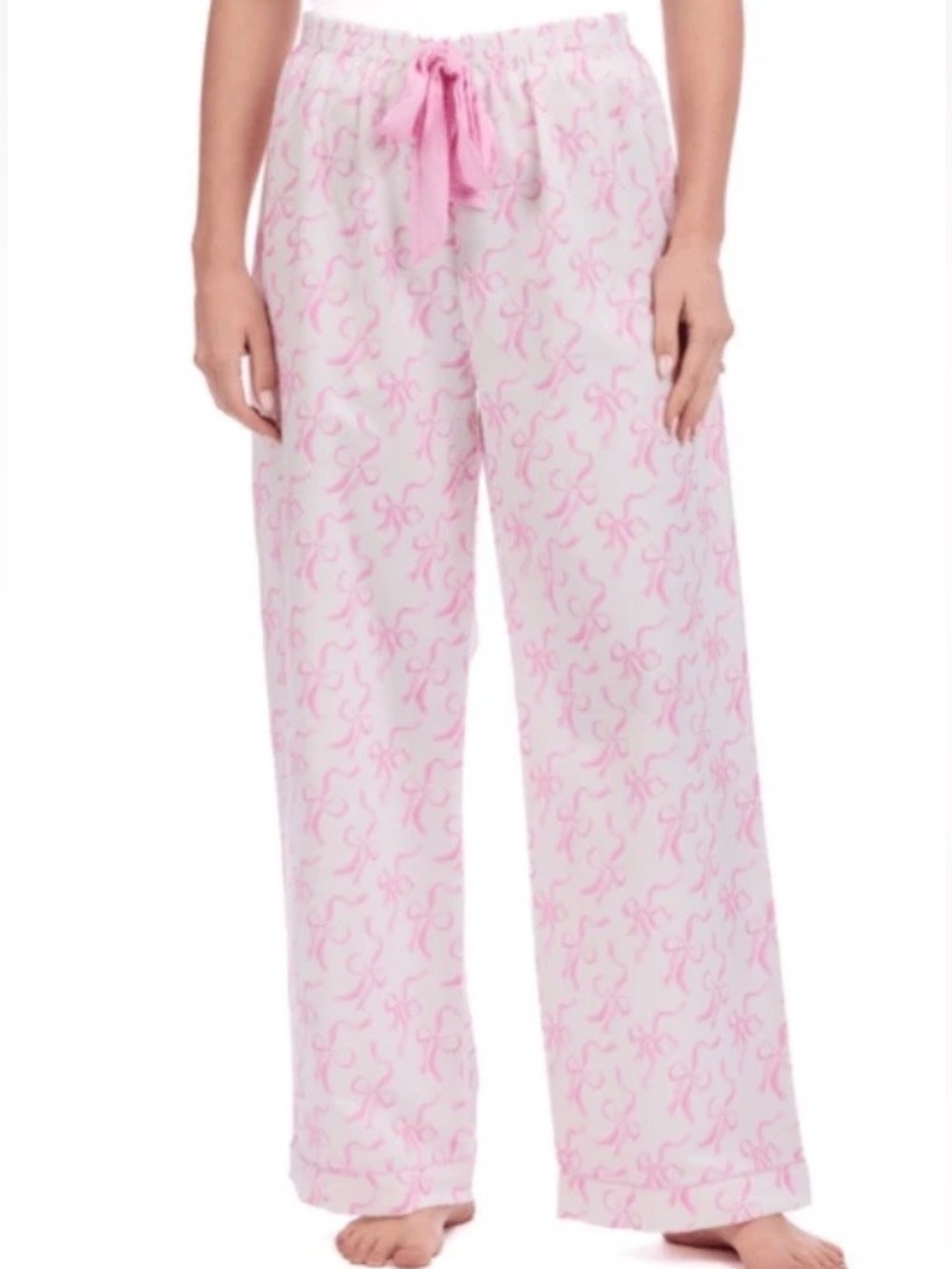 Mud Pie Pink Bow-Print Pajama Pants (Size Small)